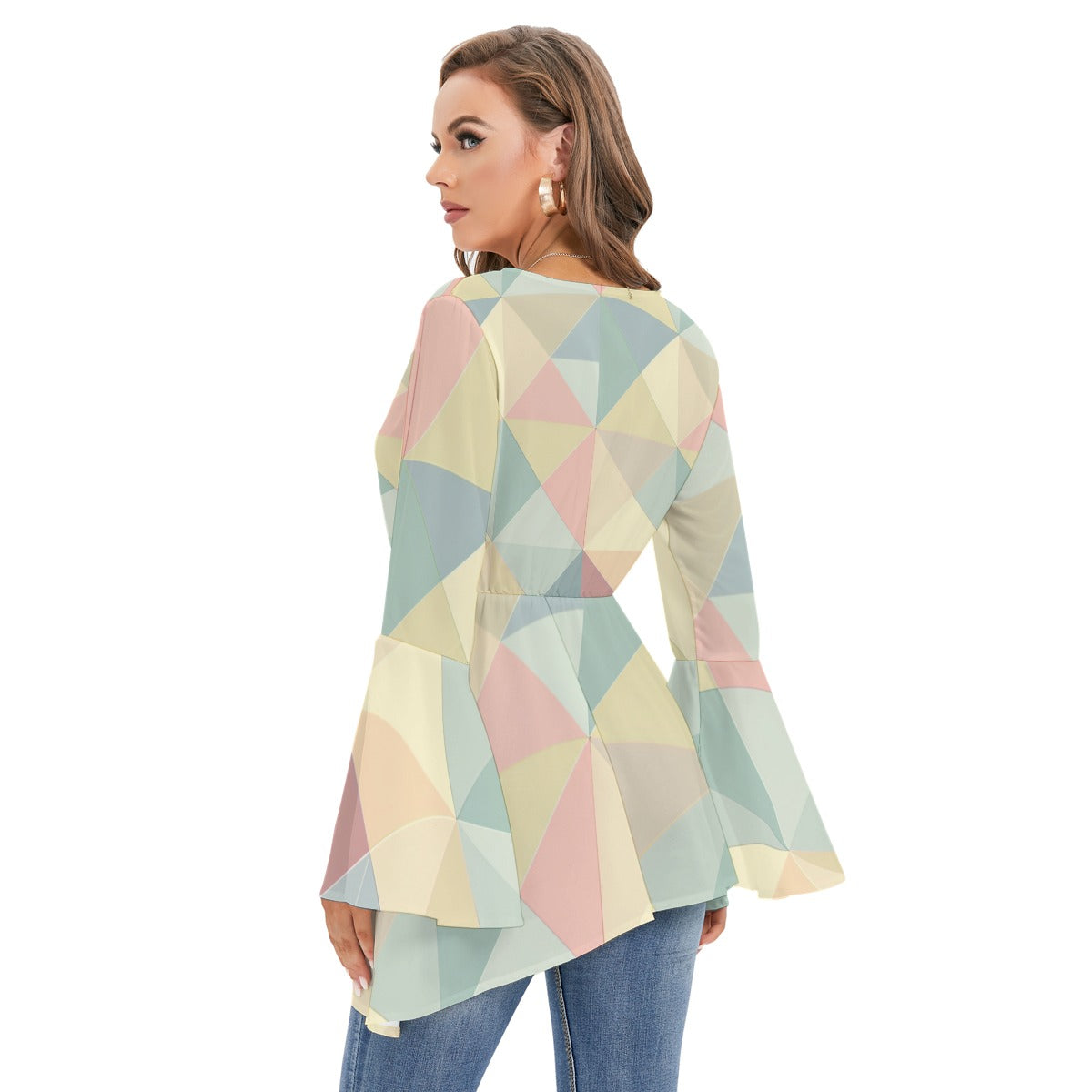 Women's V-neck Blouse With Flared Sleeves( SET 2)