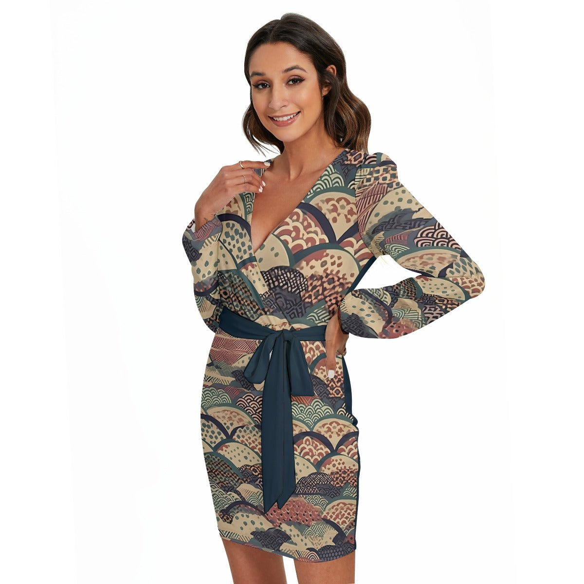 Women's Long Sleeve Dress With Waist Belt