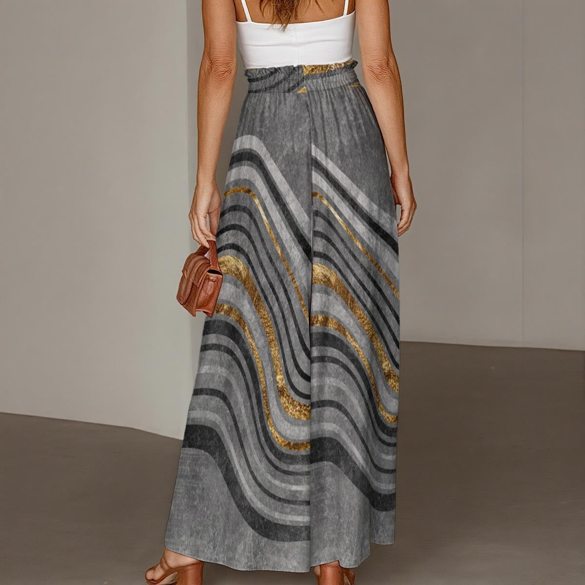 All-Over Print Women's Ruffled Wide-Leg Pants