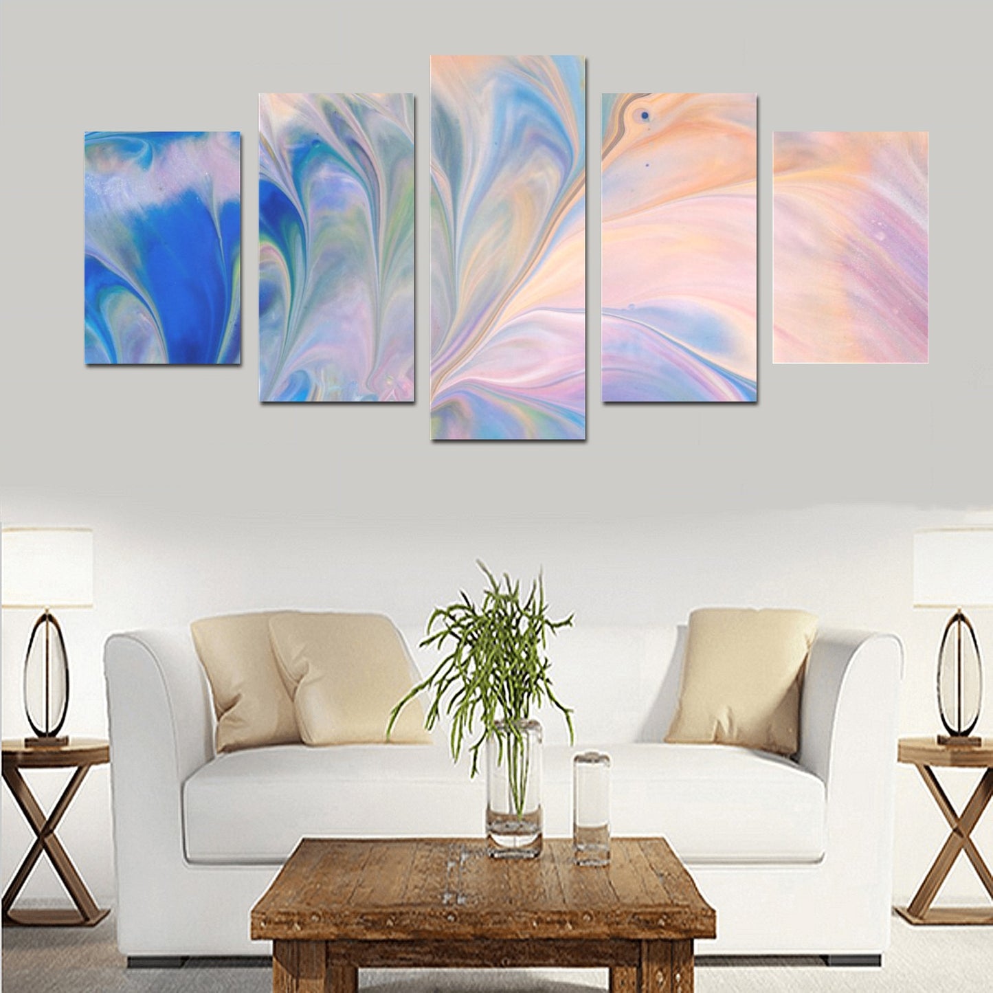 Canvas Wall Art Prints (No Frame) 5-Pieces/Set D