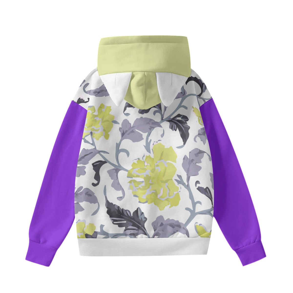 Women Cat Eared Flowered Hoody
