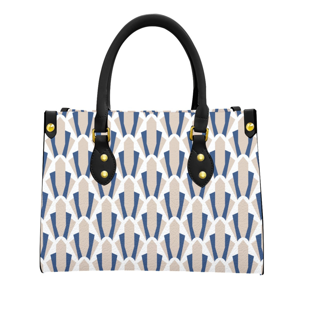 Women's Printed Tote Bag With Black Handle