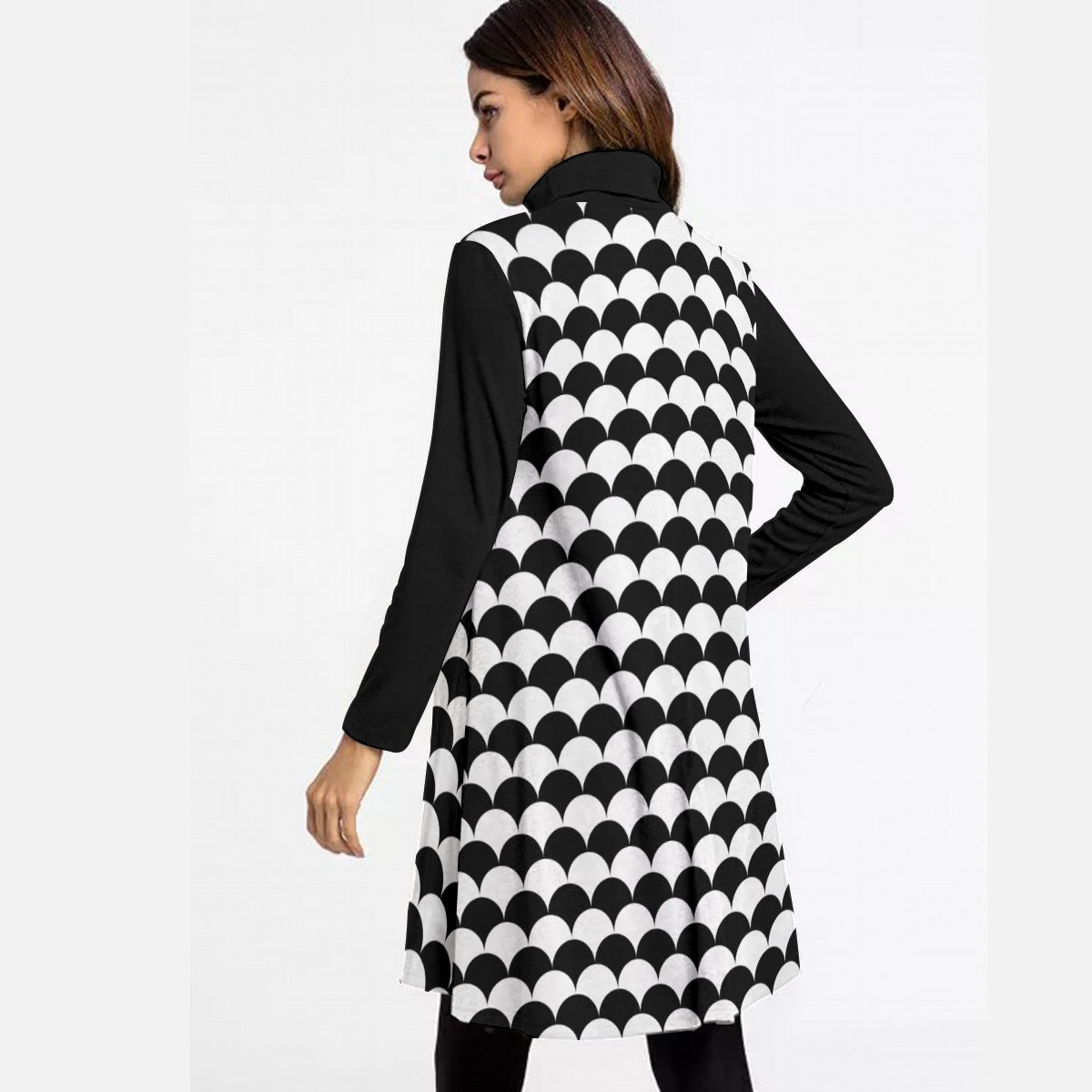 Women's High Neck Dress With Long Sleeve