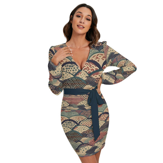 Women's Long Sleeve Dress With Waist Belt