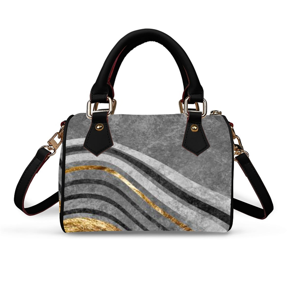 Classic Barrel-Shaped PU Leather Handbag