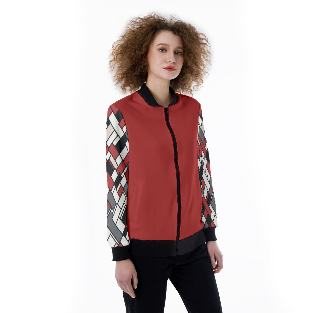 Women's Ribbed Stand-up Collar Jacket