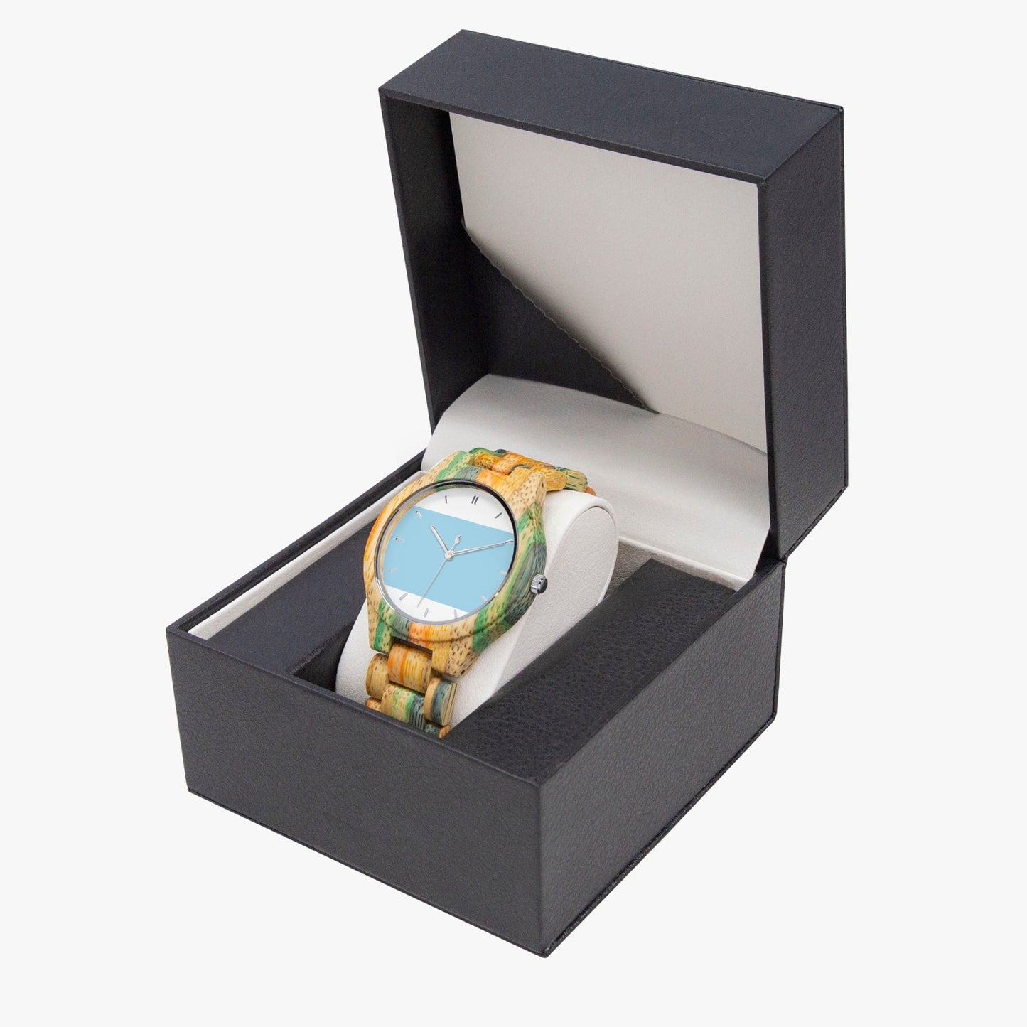 884. Camouflage Wooden Watch - Green&Blue