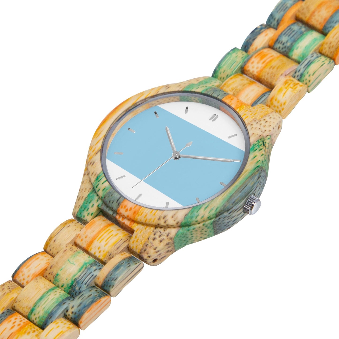 884. Camouflage Wooden Watch - Green&Blue