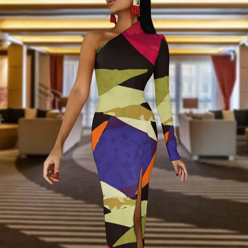 Half Sleeve Slit Dress