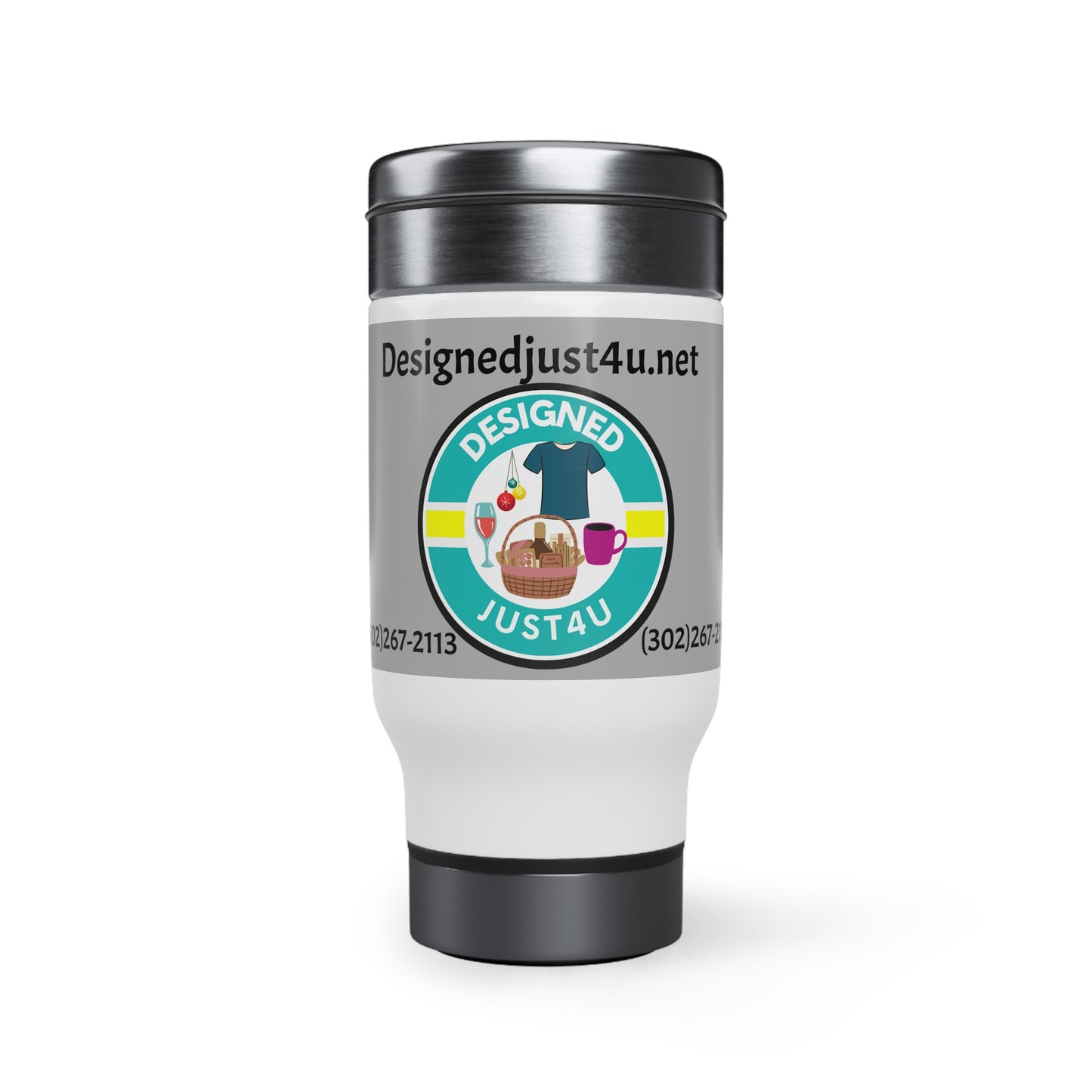 Stainless Steel Travel Mug with Handle, 14oz