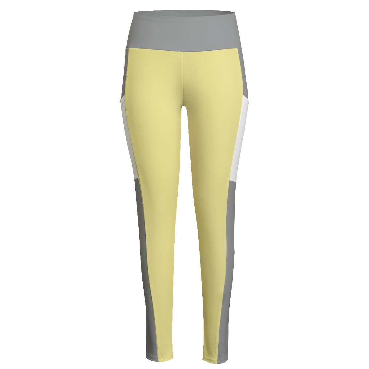 Fancy Waist Leggings With Side Pocket- Yellow