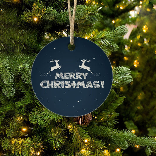 Merry Christmas Deer- design -Ceramic Decoration Ornament