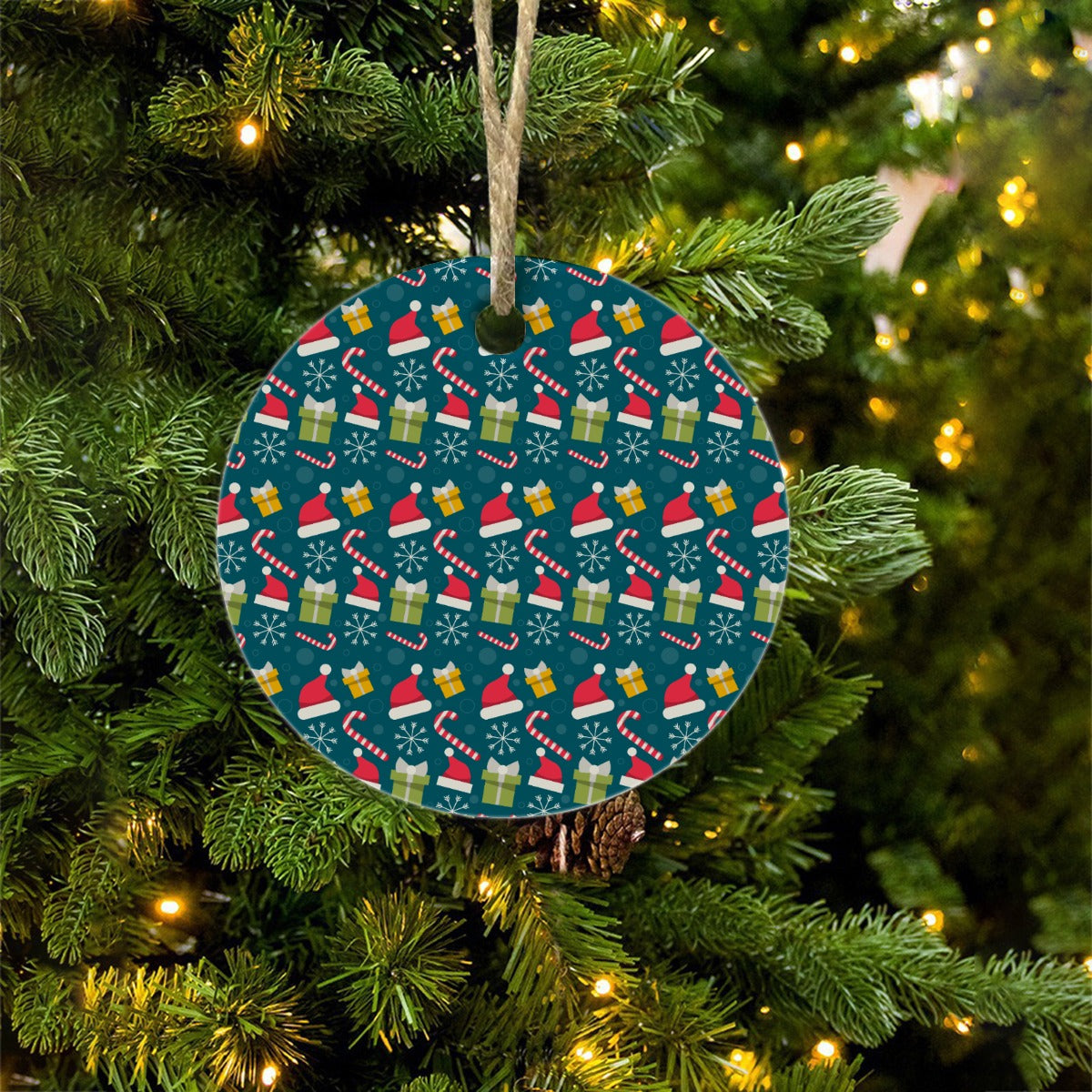 Christmas Packages  Ceramic Round Trinket