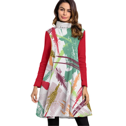 Jazzy High Neck Dress With Long Sleeve