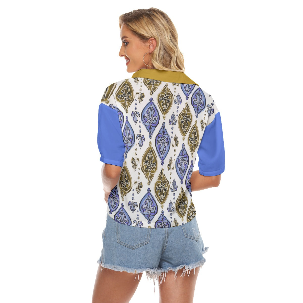 Vivid Print Women V-neck Shirts