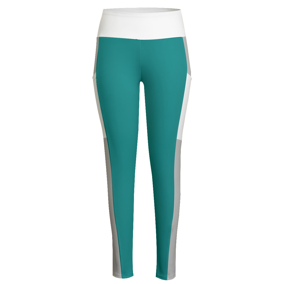 Fancy Waist Leggings With Side Pocket-Teal