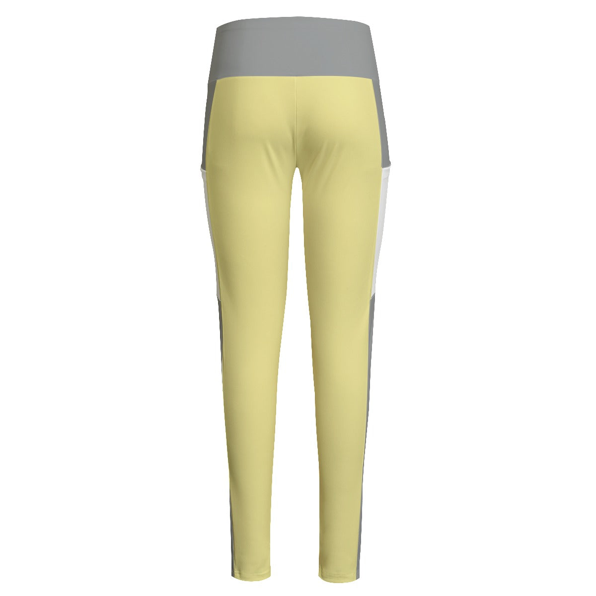 Fancy Waist Leggings With Side Pocket- Yellow