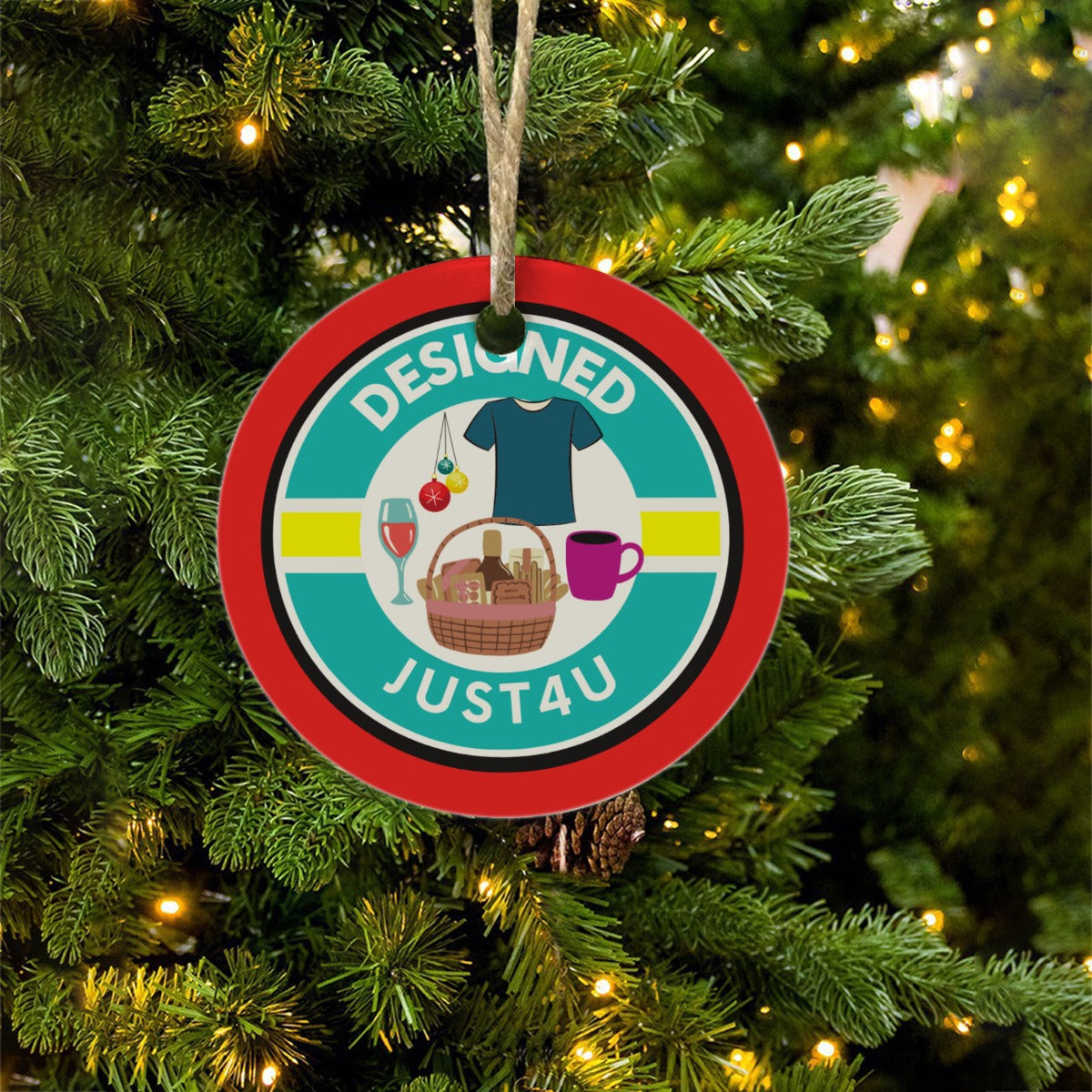 Designed Just 4 U - Corporate Logo- Ceramic Decoration Ornament