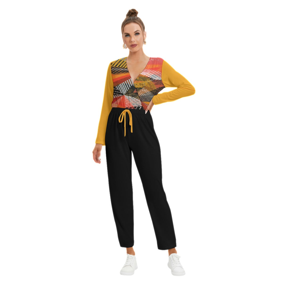 Women's V-neck High Waist Jumpsuit