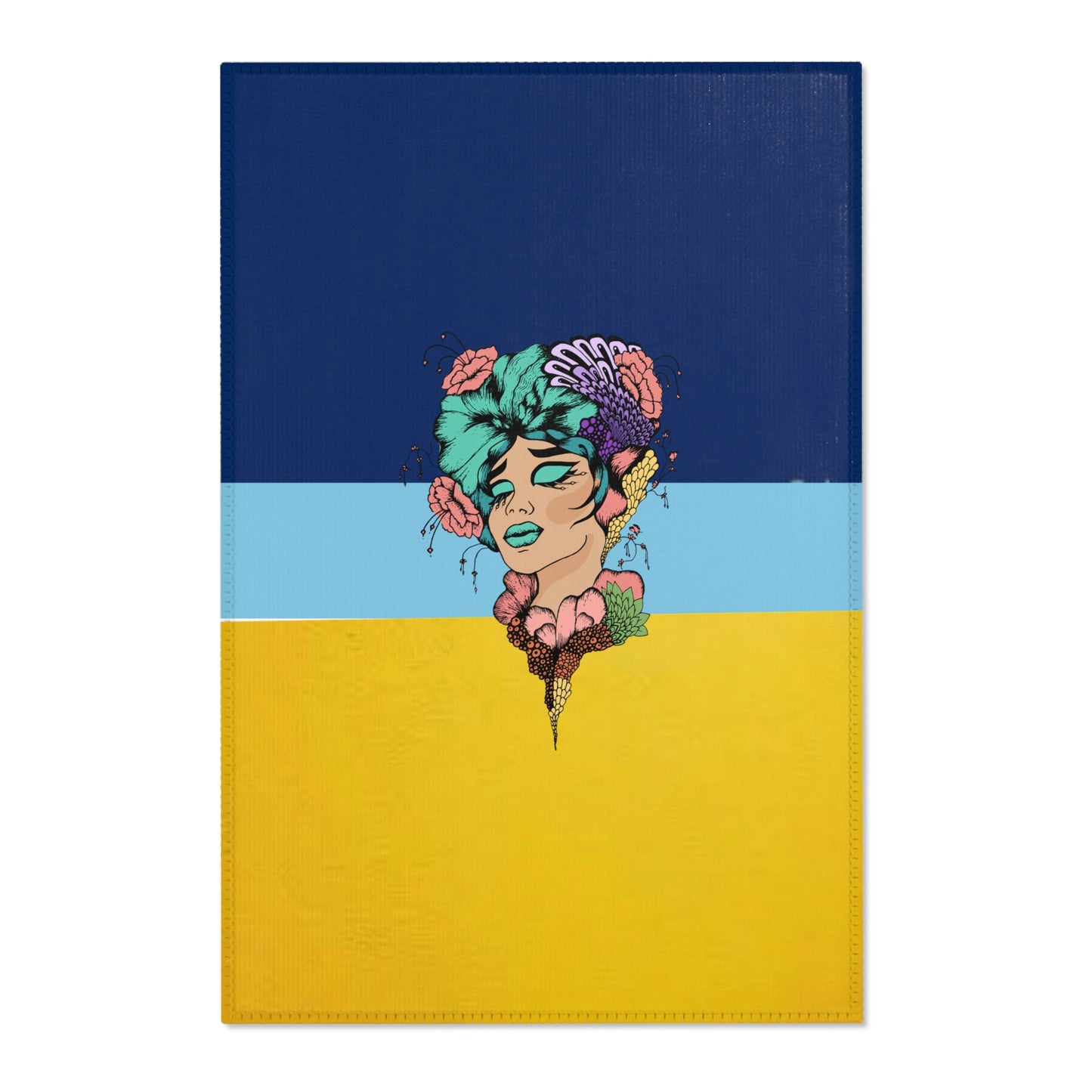 Women's with flower hat Area Rug