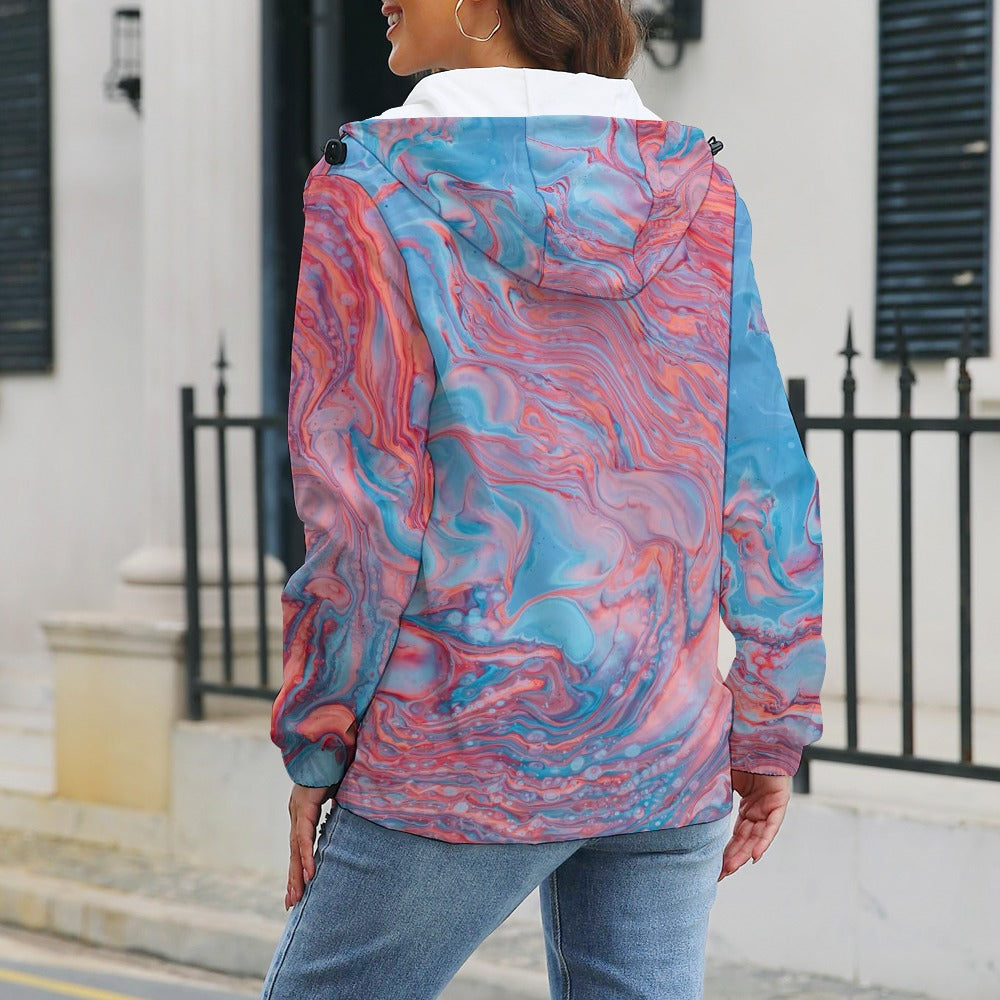 Women's Thin Cropped Hooded Zip Jacket